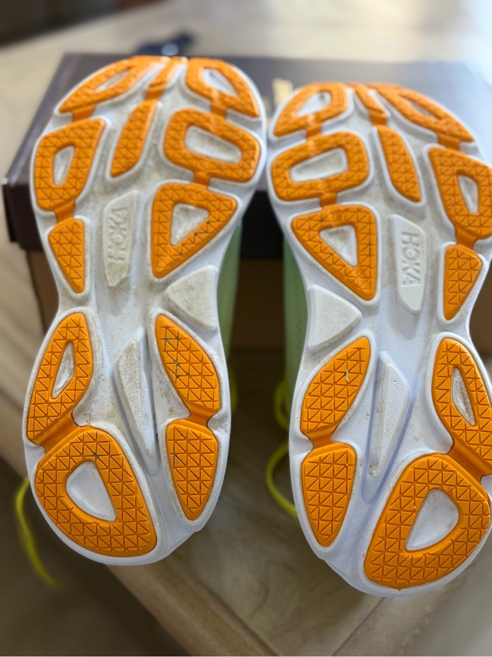 Hoka Bondi 8 Neon Yellow and Orange Bondi 8 Running Shoes - Picture 6 of 6